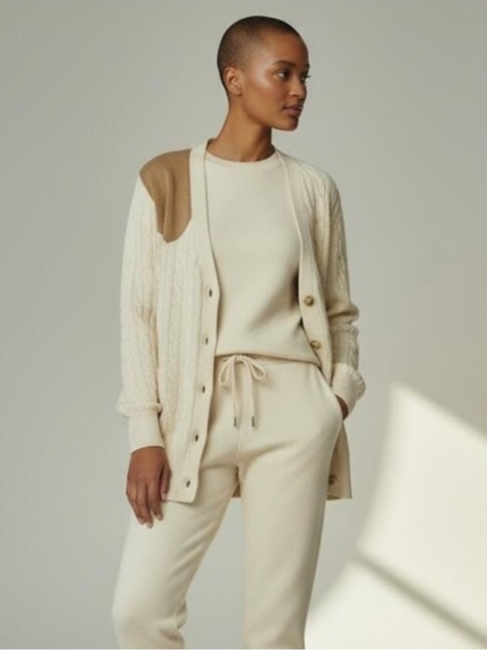 Ralph Lauren Cable Knit Shoulder Patch Cardigan size M